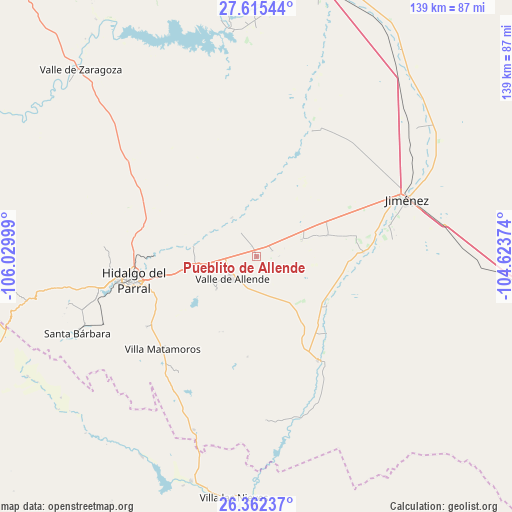 Pueblito de Allende on map