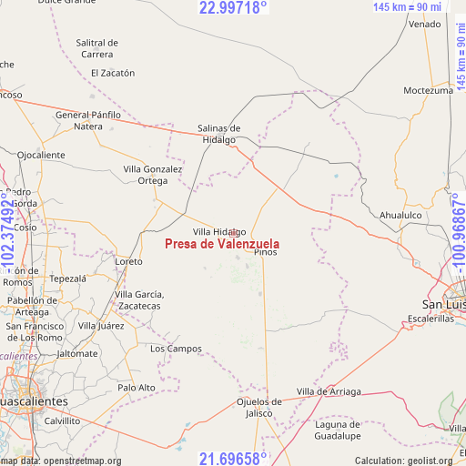 Presa de Valenzuela on map