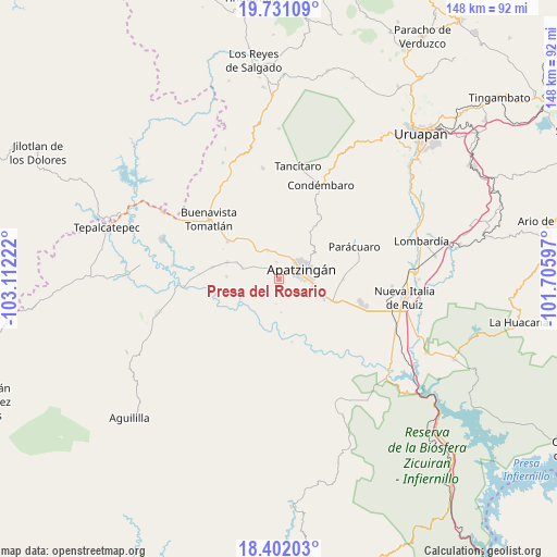 Presa del Rosario on map