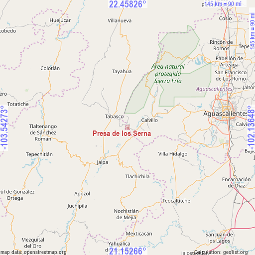 Presa de los Serna on map