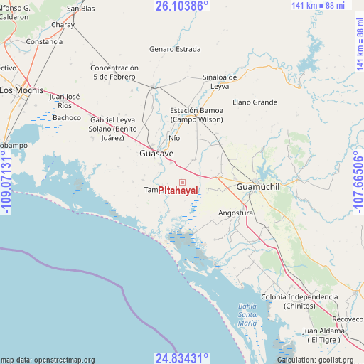 Pitahayal on map