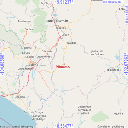 Pihuamo on map