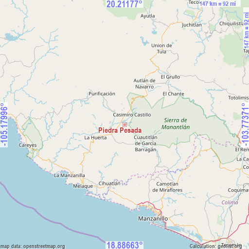 Piedra Pesada on map