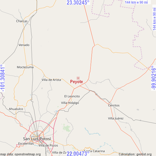 Peyote on map