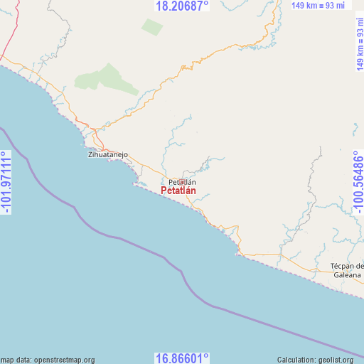 Petatlán on map