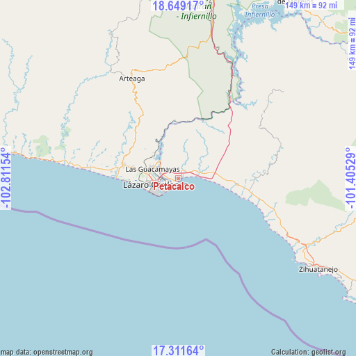 Petacalco on map