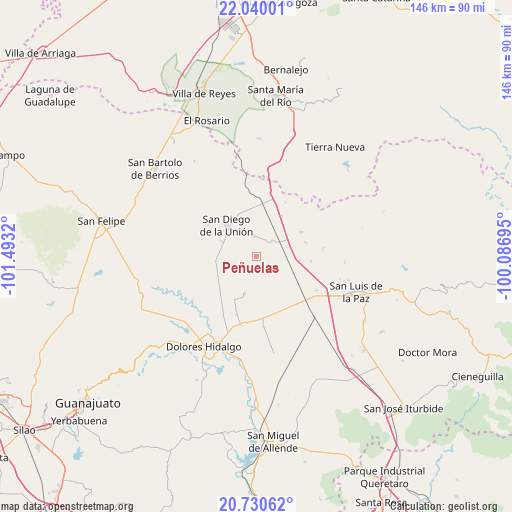 Peñuelas on map