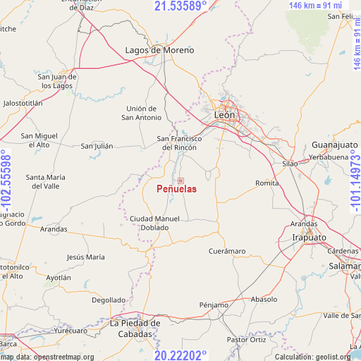Peñuelas on map