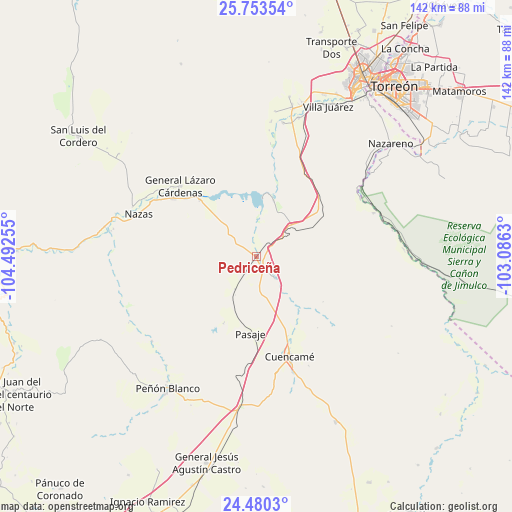 Pedriceña on map