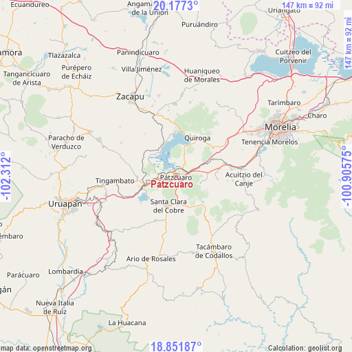 Pátzcuaro on map