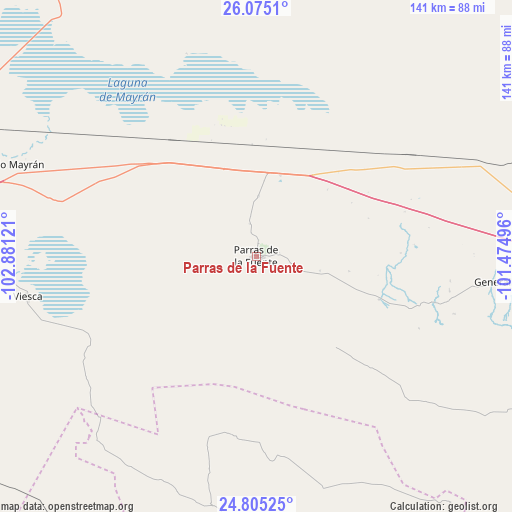 Parras de la Fuente on map
