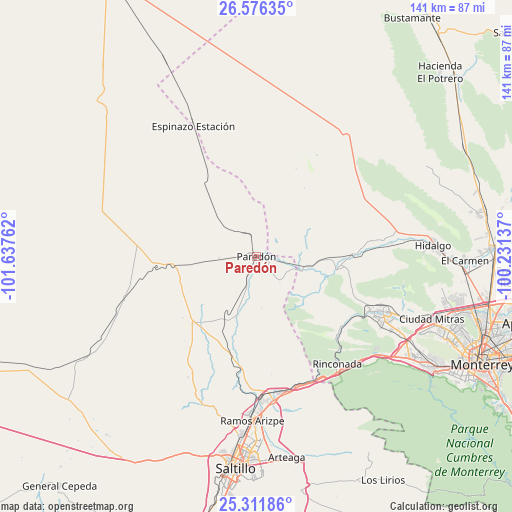 Paredón on map