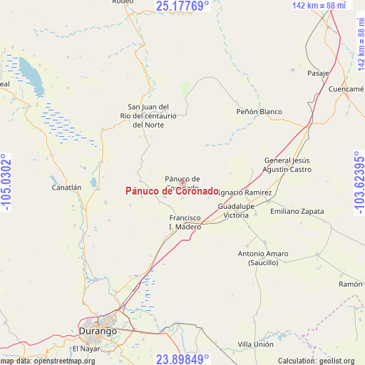 Pánuco de Coronado on map