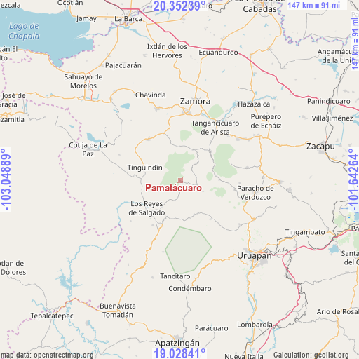 Pamatácuaro on map