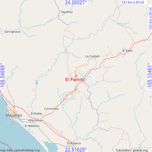 El Palmito on map