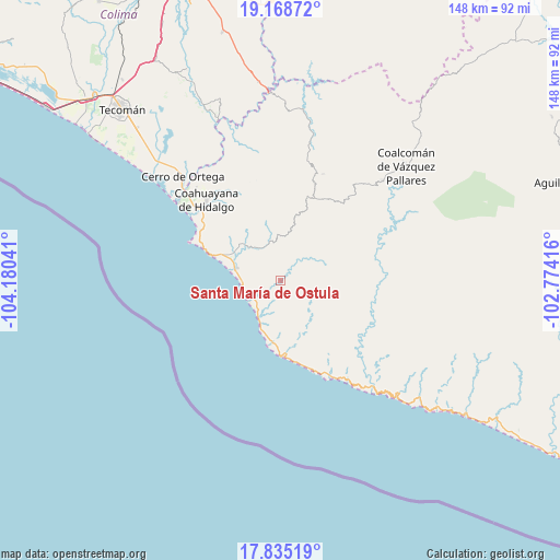 Santa María de Ostula on map