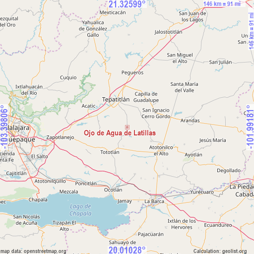 Ojo de Agua de Latillas on map