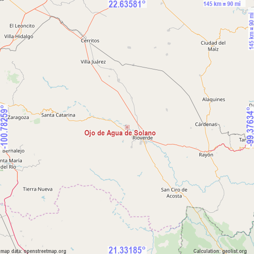 Ojo de Agua de Solano on map
