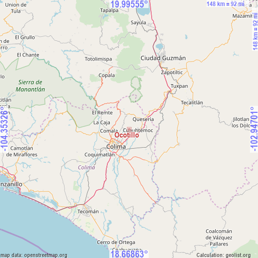 Ocotillo on map