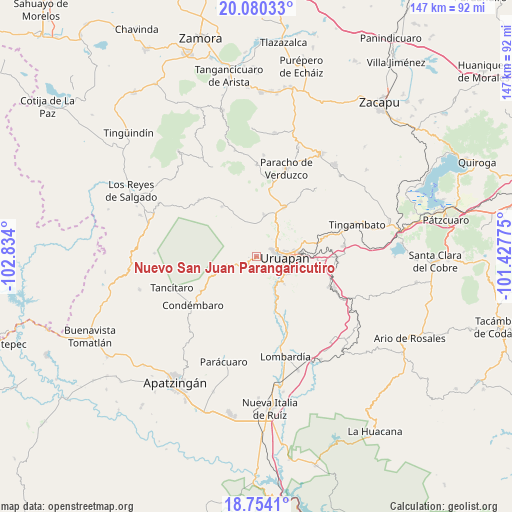 Nuevo San Juan Parangaricutiro on map