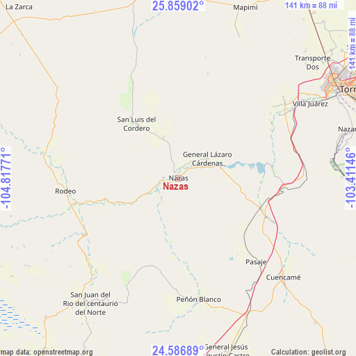 Nazas on map