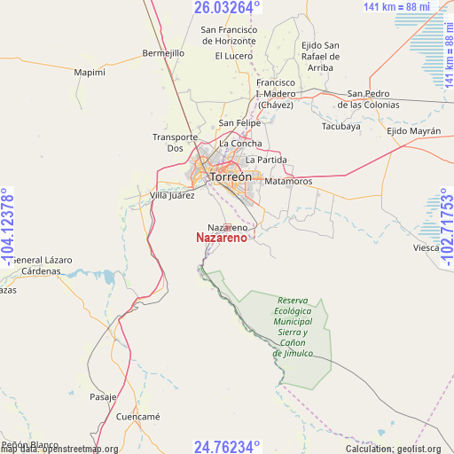Nazareno on map