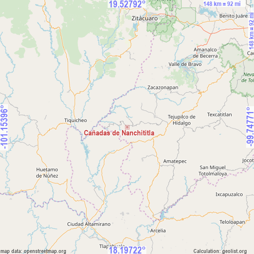 Cañadas de Nanchititla on map