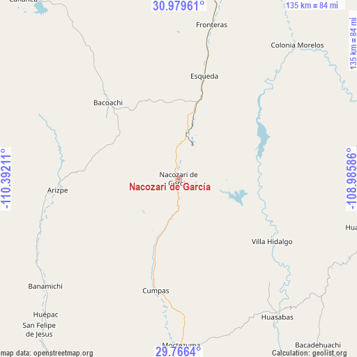 Nacozari de García on map