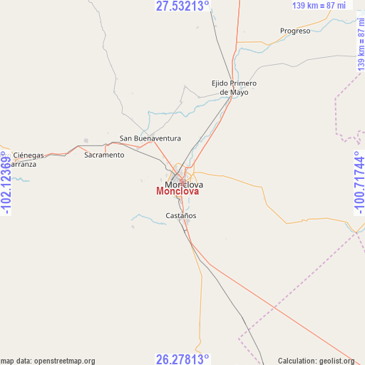 Monclova on map