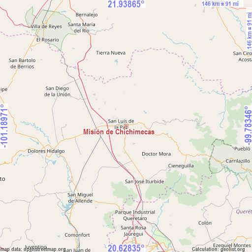 Misión de Chichimecas on map
