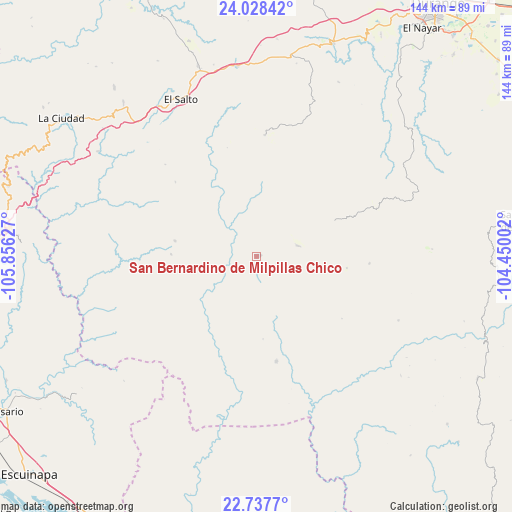 San Bernardino de Milpillas Chico on map