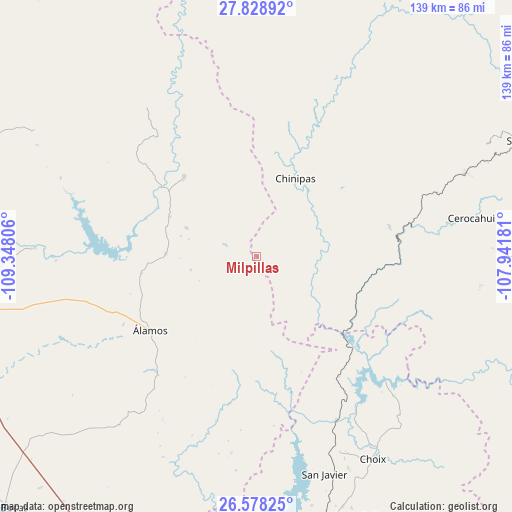Milpillas on map