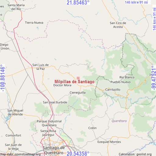 Milpillas de Santiago on map