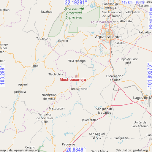 Mechoacanejo on map
