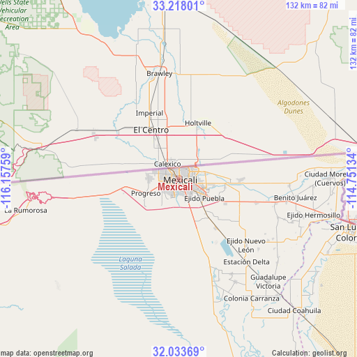 Mexicali on map