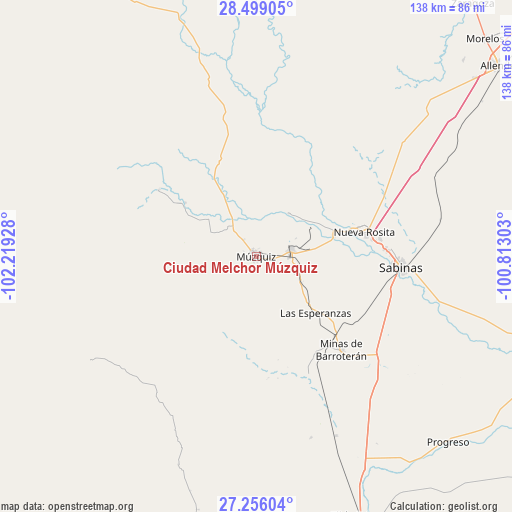 Ciudad Melchor Múzquiz on map