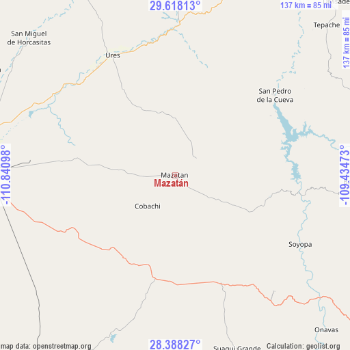 Mazatán on map