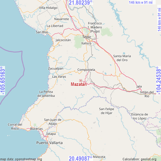 Mazatán on map