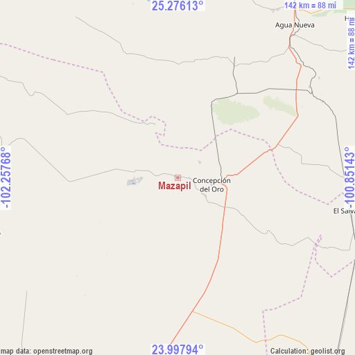 Mazapil on map