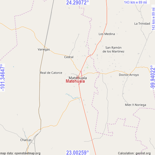 Matehuala on map