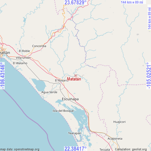 Matatán on map