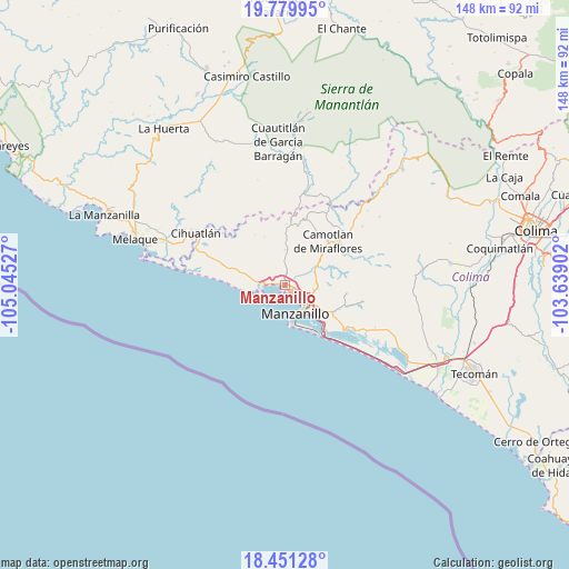 Manzanillo on map