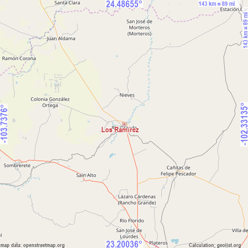 Los Ramírez on map