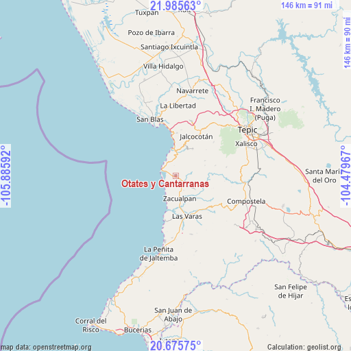 Otates y Cantarranas on map