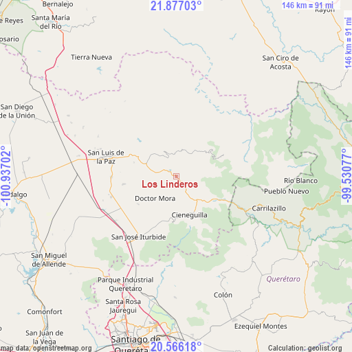 Los Linderos on map