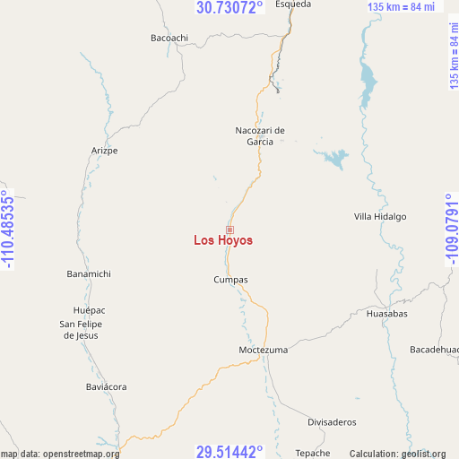 Los Hoyos on map