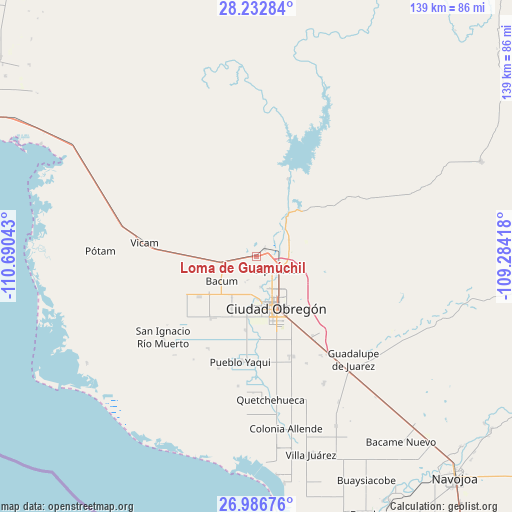 Loma de Guamúchil on map