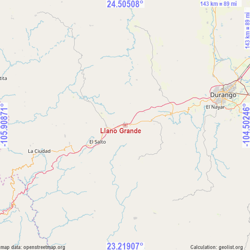 Llano Grande on map