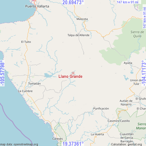 Llano Grande on map