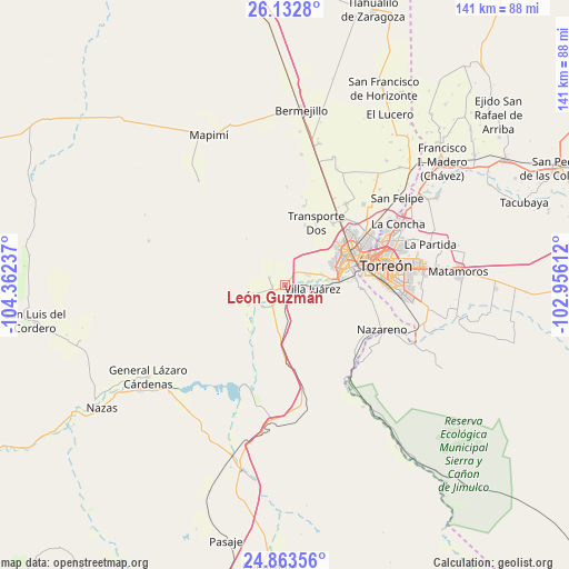 León Guzmán on map